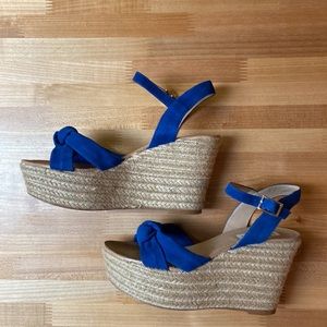 Steve Madden 4 inch Espadrilles sandals shoes blue suede